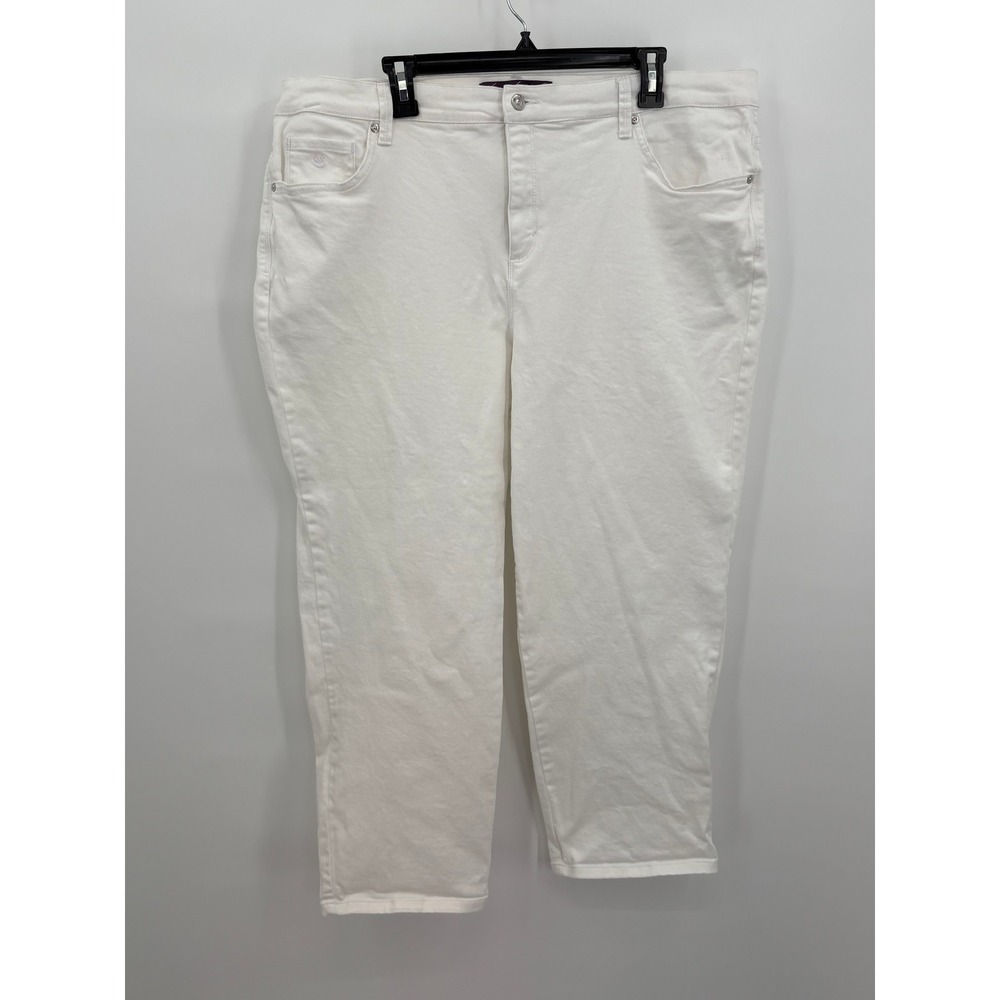 Gloria Vanderbilt Amanda White High Rise Tapered Jeans 20W Short L42692SNL-PSW